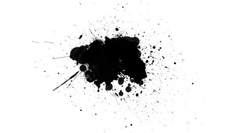Black inks drops on white background