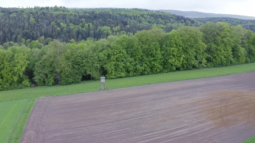 aerial view over forest and farmland in the Swabian forest in Baden Württemberg in Germany