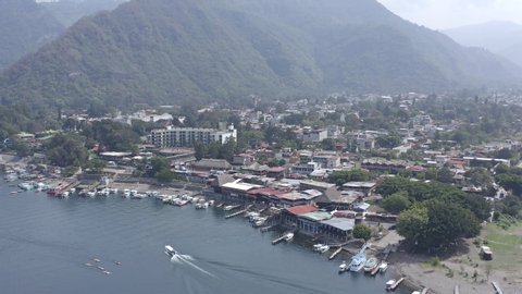 Aerial coverage of the boat docks in Panajachel, Guatemala.