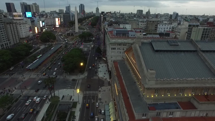 Buenos aires-Argentina. Aerial View of Colon Theater, City Landscape, Historic Building, and Towers of the City.