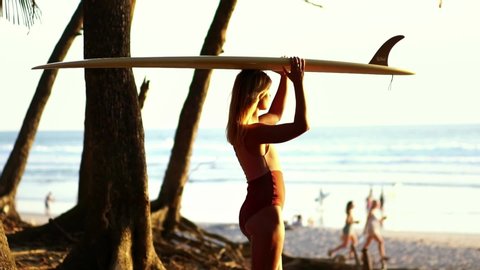 Sexy Surfer Girl On Beach Stock Footage Video 100 Royalty Free