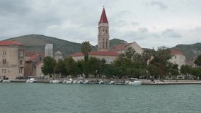 Trogir town, Croatia, 4k video, cloudy day