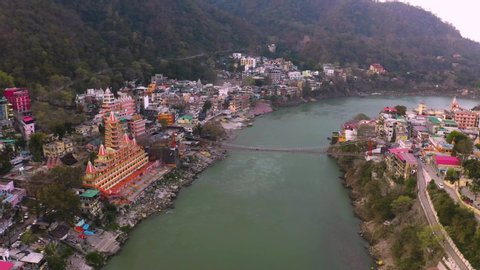 Aerial View On Rishikesh India 4k Stock Footage Video (100% Royalty ...