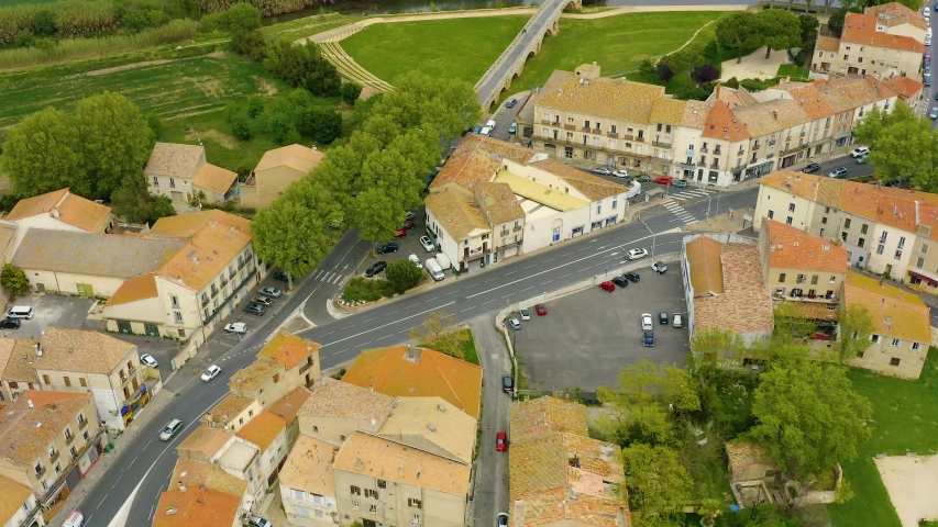 Aerial view of Saint Nazaire Cathedral, Beziers landcape France

