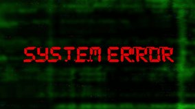 Error. System error. Glitch. Computer virus. Hacker attack. System damage. Page not found. Information Technology. IT. No signal. Critical error message. 404. Accident, crash, failure, emergency