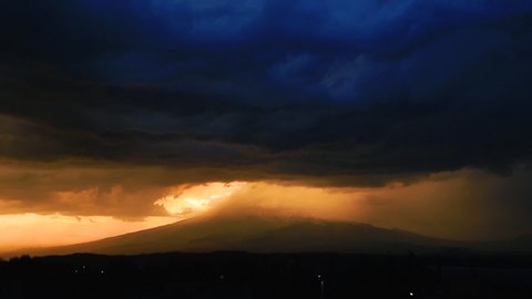 popocatepetl sunset, storm, Puebla Mexico