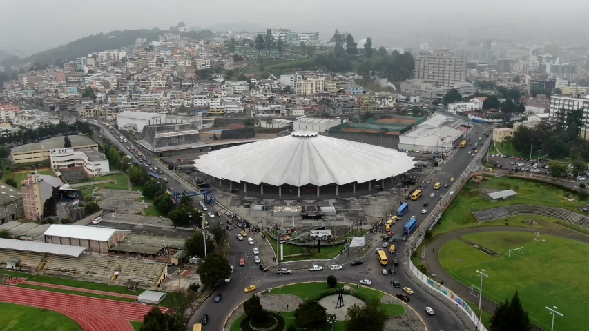 Timelapse Aerial Quito sector La floresta, on a cloudy day