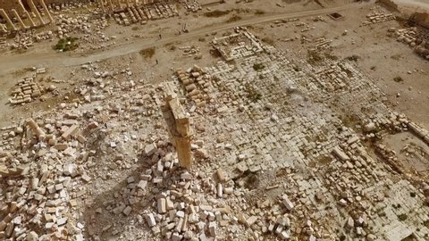 aerial view of the archeological site of palmyra in syria ( very rare )