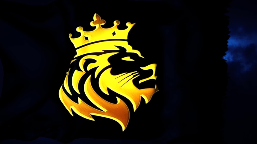 Golden Lion King Flag Intro Stock Footage Video (100% Royalty-free