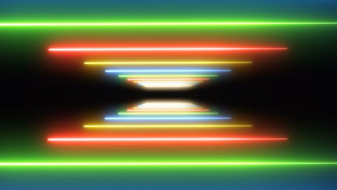 lines neon tunnel loop. laser passage 4k. Abstract Lights futuristic Background for logo, multicolor neon lights lines tunnel loop. Science Fiction background. dance, music and fashion laser show