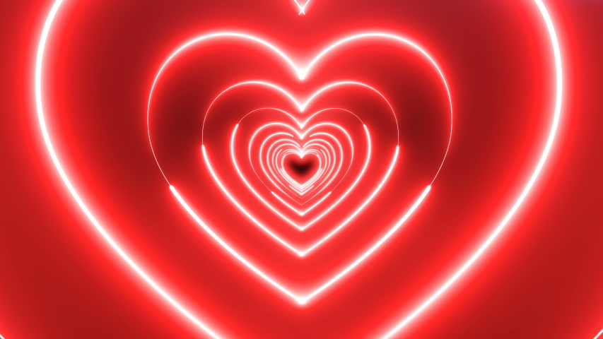 Hearts Neon Tunnel Loop Valentine Stock Footage Video 100 Royalty
