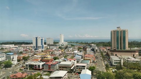 Time-lapse footage Aerial View of Miri City, Sarawak.