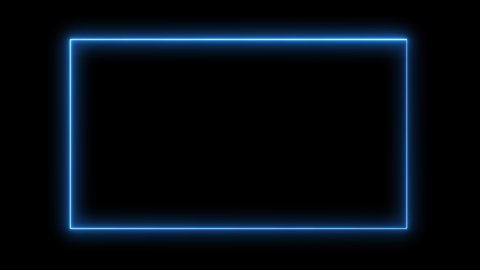 Glowing blue rectangular frame with alpha channel. 4K. Rotation animation.