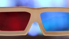 3d stereo glasses with movie on background