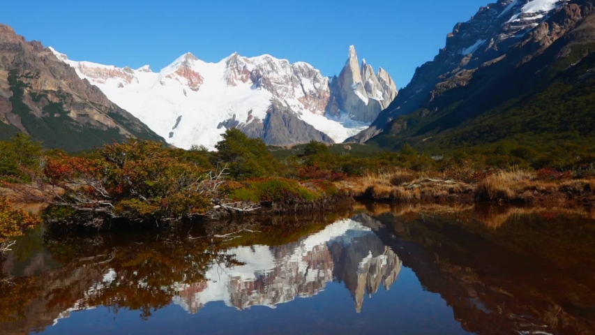 Famous beautiful peak Cerro Torre in Patagonia mountains, Argentina. Beautiful mountains landscapes in South America.