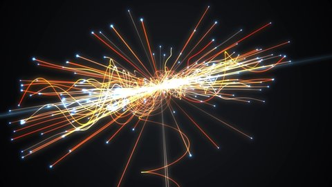Animation of particles collision in Hadron Collider. Astrophysics concept.