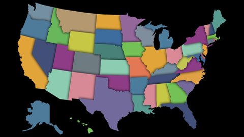 USA - US - American states are highlighted one after another - Map of all states