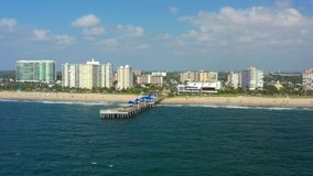 Aerial footage beaches of Pompano Florida 4k
