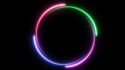 animation with a space for custom text placement. light glowing neon, progress loading circle bar, seamless looped