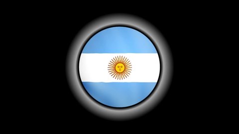 Argentina flag button isolated on black