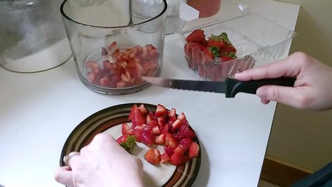 Preparing a delicious strawberry shortcake