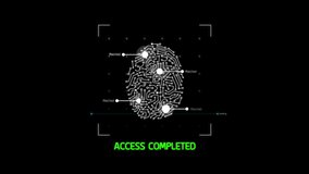 Animation of futuristic digital processing of biometric fingerprint scanner. Concept of surveillance and security scanning of digital programs and fingerprint biometrics. Cyber futuristic application. - Powered by Shutterstock - Get 15% off with code: PIKWIZARD15