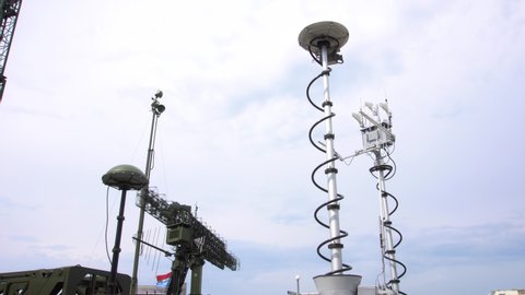 Radio-electronic warfare for exposure to radio emission on radio-electronic means of control systems at the exhibition of military equipment and weapons. For communication and reconnaissance