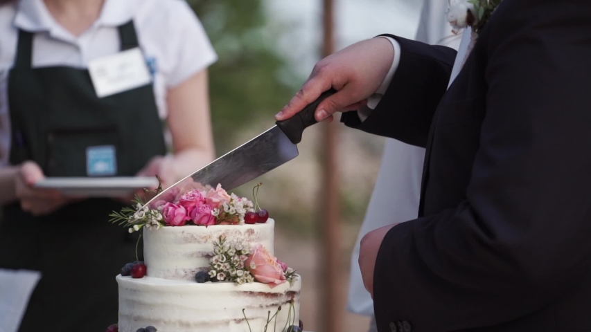 Wedding celebration cake with flowers