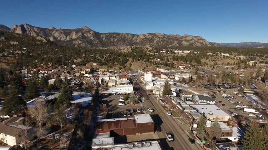 Over downtown Estes Park, Colorado