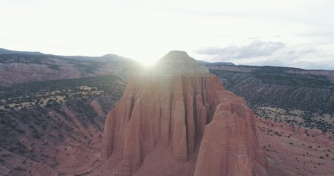 Aerial: Capitol Reef National Park, Temple Of The Sun Breathtaking View.