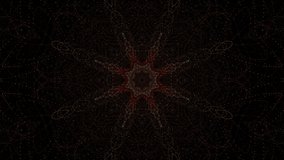 Looping symmetric mosaic style abstract motion design on black background