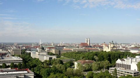 Aerial Footage of Munich City Centre from English Garden