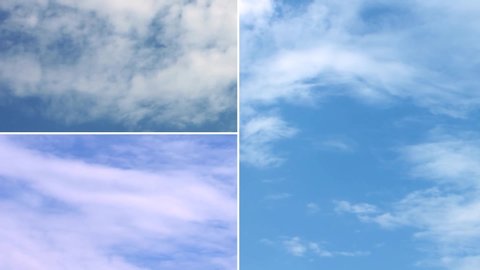 Building clouds time lapse in summer sunny, clear blue sky with lightness horizon, very relaxing day. Collage footage for montage. #FHD.