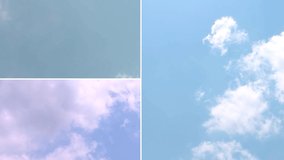 Building clouds time lapse in summer sunny, clear blue sky with lightness horizon, very relaxing day. Collage footage for montage. #FHD.