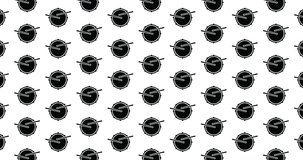 Snare drum background video clip motion backdrop video in a seamless repeating loop. Black & white snare drum icons music pattern white background high definition motion video
