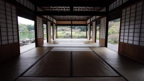 KAGAWA, JAPAN - 2019 April 1 : Traditional classic room architecture in Japan.
