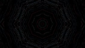 Looping symmetrical mandala style abstract motion on black background