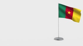 Cameroon waving flag animation on Flagpole. Perfect for background with space on the left side.