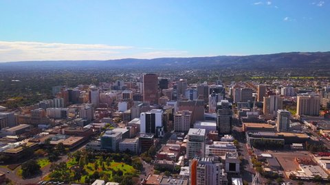 Aerial of buildings in Adelaide, Australia