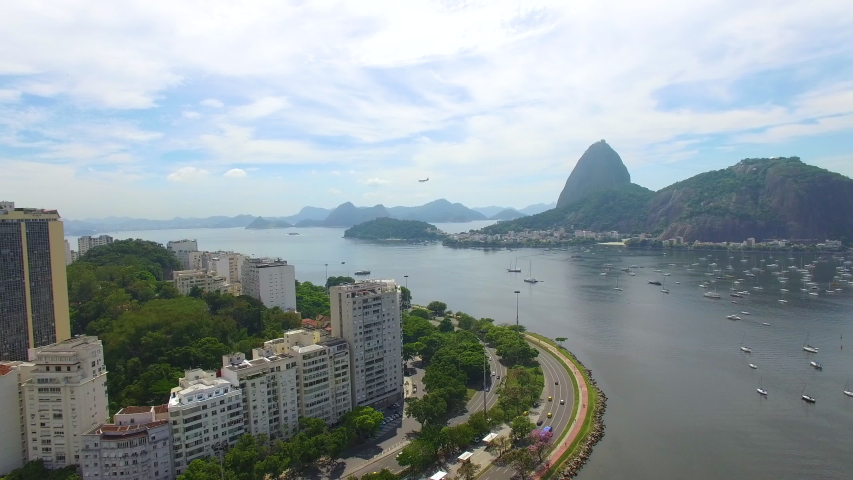 Panoramic aerial view of botafogo cove Rio de Janeiro Brazil