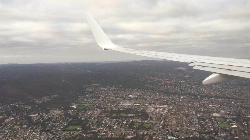 Flying out of Adelaide, Australia in a plane
