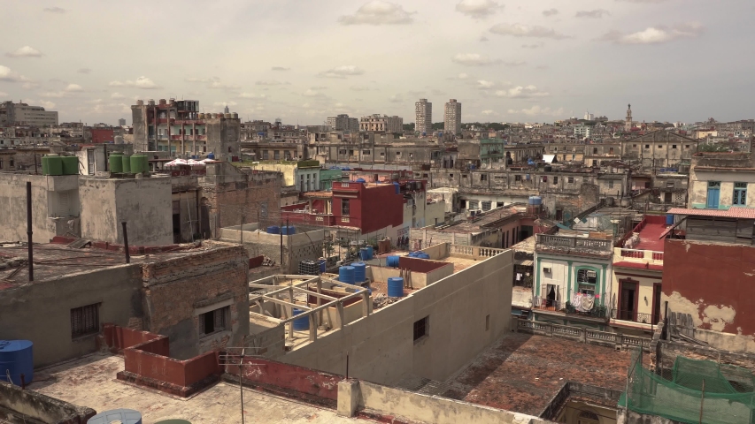 Famous skyline of old buildings and houses in lovely Havana city, Cuba