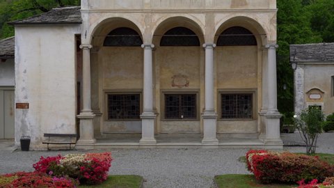 A beautiful travel tour at the Sacred Mountain of Varallo, a christian devotional complex, a unesco world heritage si in Italy. 4k footage