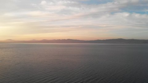 Beautiful sunset on the coast of Halkidiki,Greece. Aerial,
