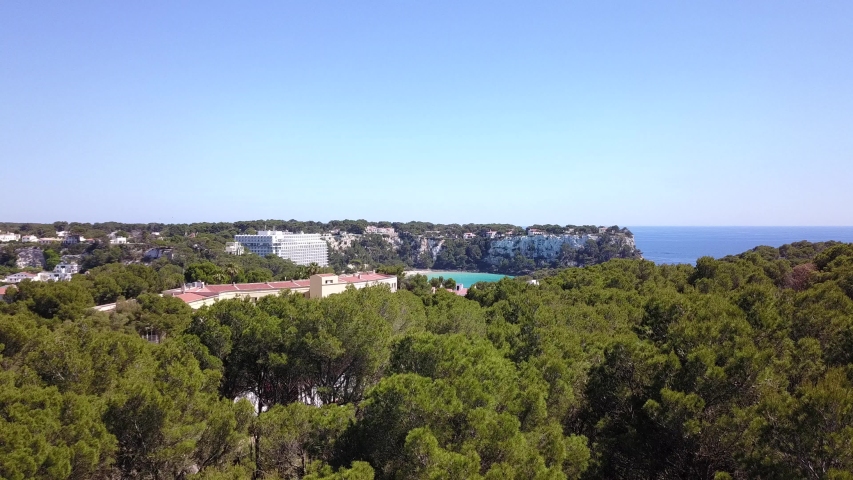 Aerial view of beautiful landscape in Cala Galdana, Menorca Spain