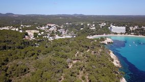 Aerial view of beautiful landscape in Cala Galdana, Menorca Spain