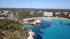 Aerial view of beautiful landscape in Cala Galdana, Menorca Spain