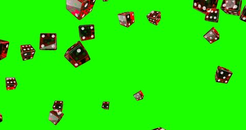 dices falling green screen 4k
