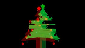 cartoon christmas tree over black background. Christmas Background seamless loop. christmas and new year greeting card animation. christmas tree glitch. tv bad signal new year greeting card loop 4k - Powered by Shutterstock - Get 15% off with code: PIKWIZARD15