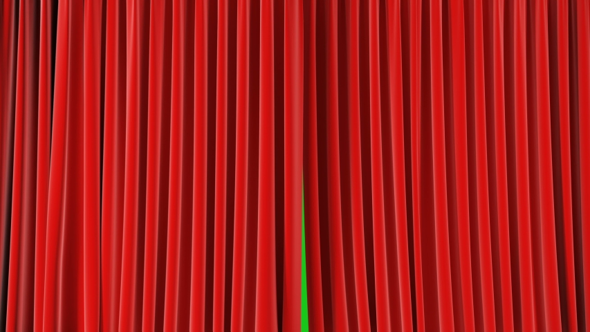 Red Classic Theatrical Abstract Curtain Opening and Closing on Green Screen. 3d Animation Theater Curtain with Alpha Mask. 4k Ultra HD 3840x2160. | Shutterstock HD Video #1030703648